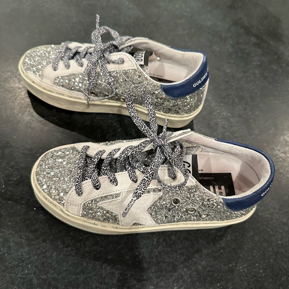Golden Goose hi star 35 silver glitter!!!